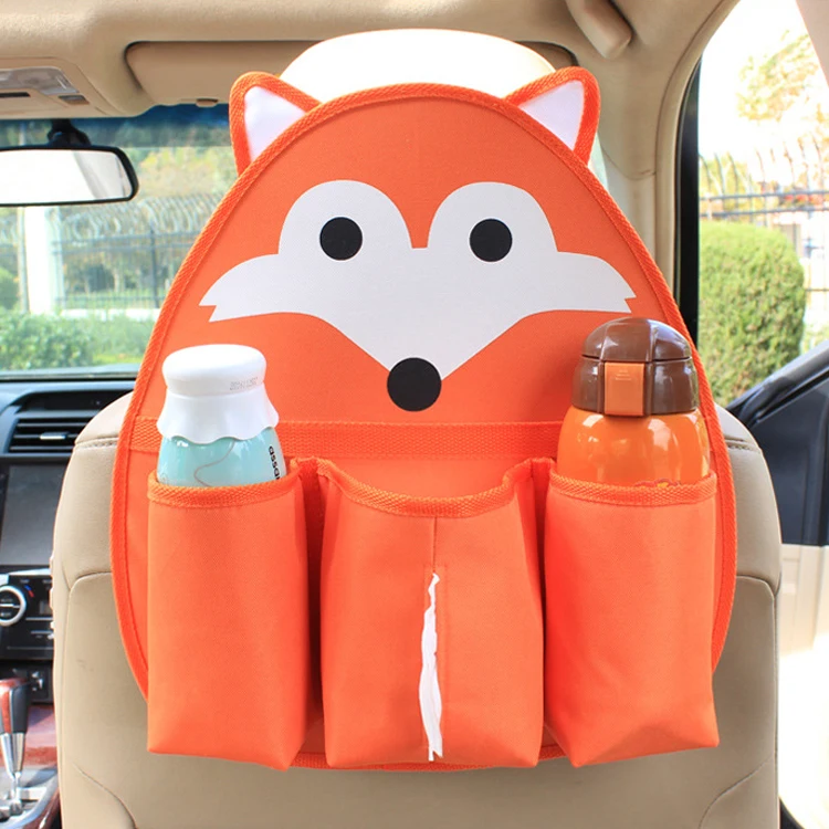 Promotional gifts lovely cartoon insulation bag car organizer for kids with 3 pockets storage