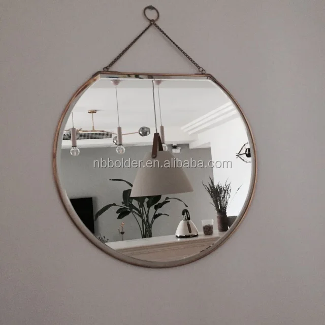 Distressed Vintage Antique Gold Metal Frame Wall Hanging Round Mirror Miroir Salon Buy Large