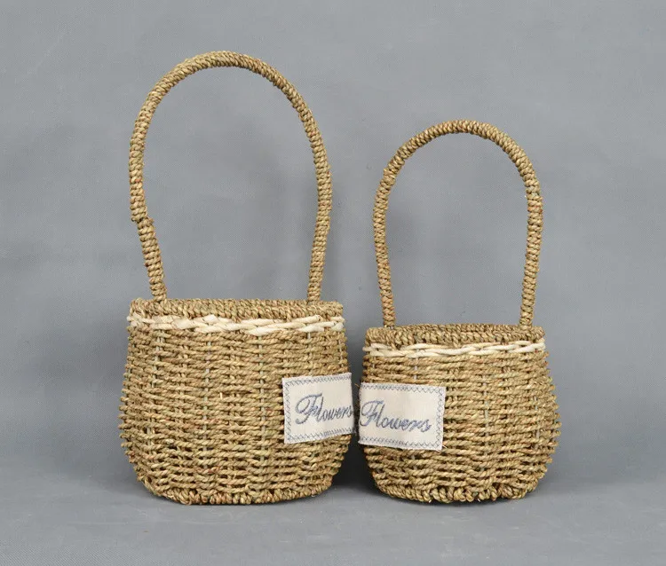 Woven Picnic Storage Fabric Easter Seagrass Belly Basket