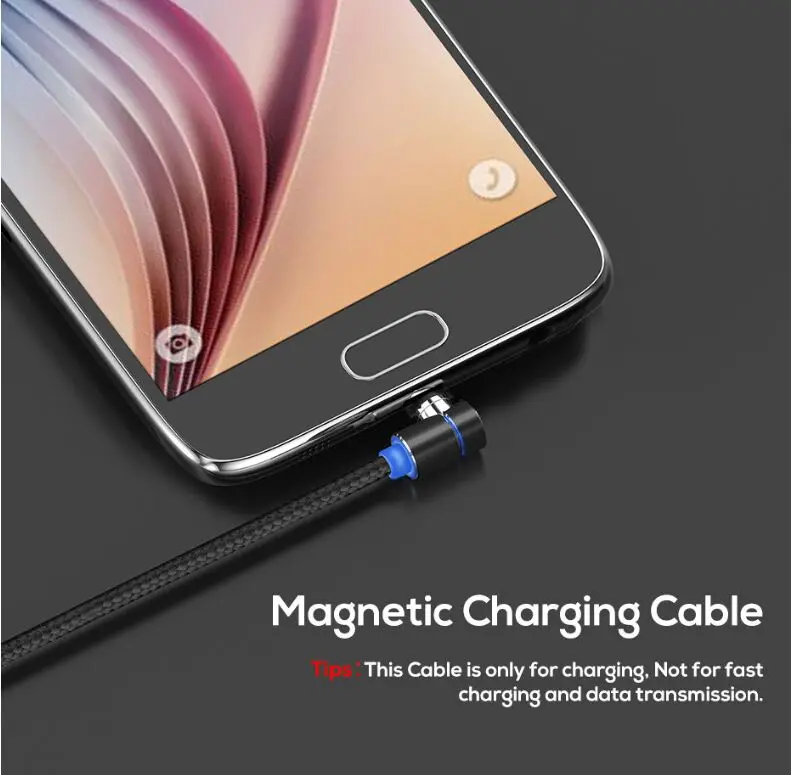 Hot Selling 90 Degree Elbow Magnetic Micro USB Charger Cable 3 In 1 LED Light Fast Charging USB Cable