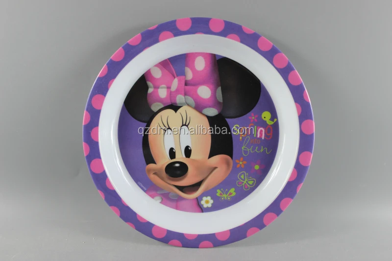 100% Plastic Melamine Round Dinner Plate for kids
