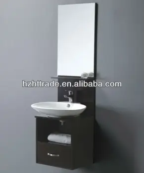 floating shelf under bathroom mirror