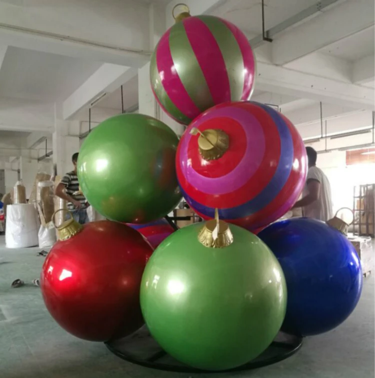 Fiberglass Christmas Ornament Ball Stack For Outdoor Indoor Holiday