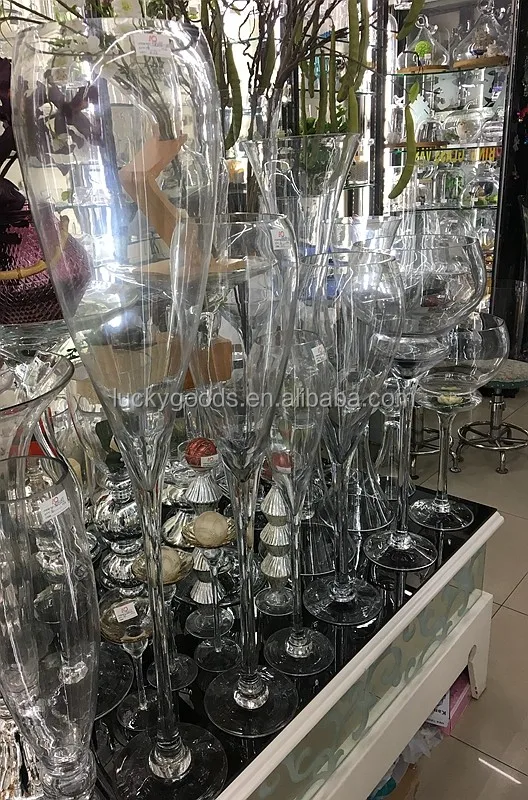 Lhp016 Latest Design Glass Centerpiece 80cm Wedding Vase Clear