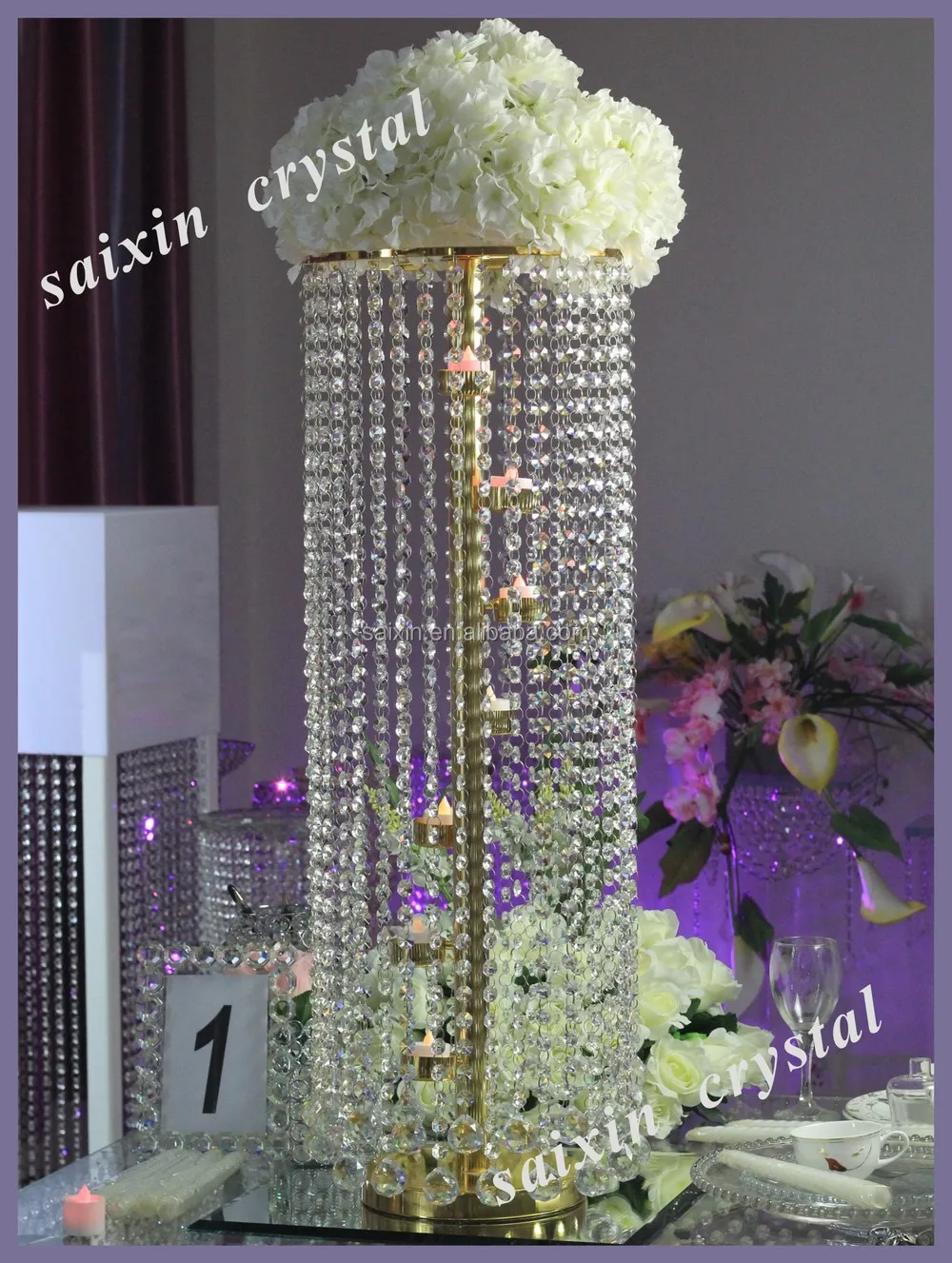 electric light table top crystal candelabra