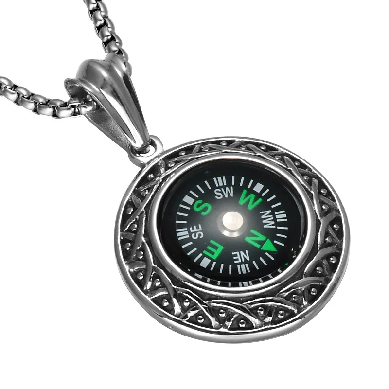 Fashion Mens 316l Stainless Steel Compass Pendant Necklace Buy