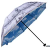 China customized lightweight PG double layer 3 folding umbrella with sky inner and Eiffel Tower prints outside