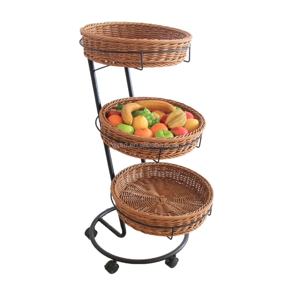 Supermarket Decorative Promotional Black Tiered Fruit Basket