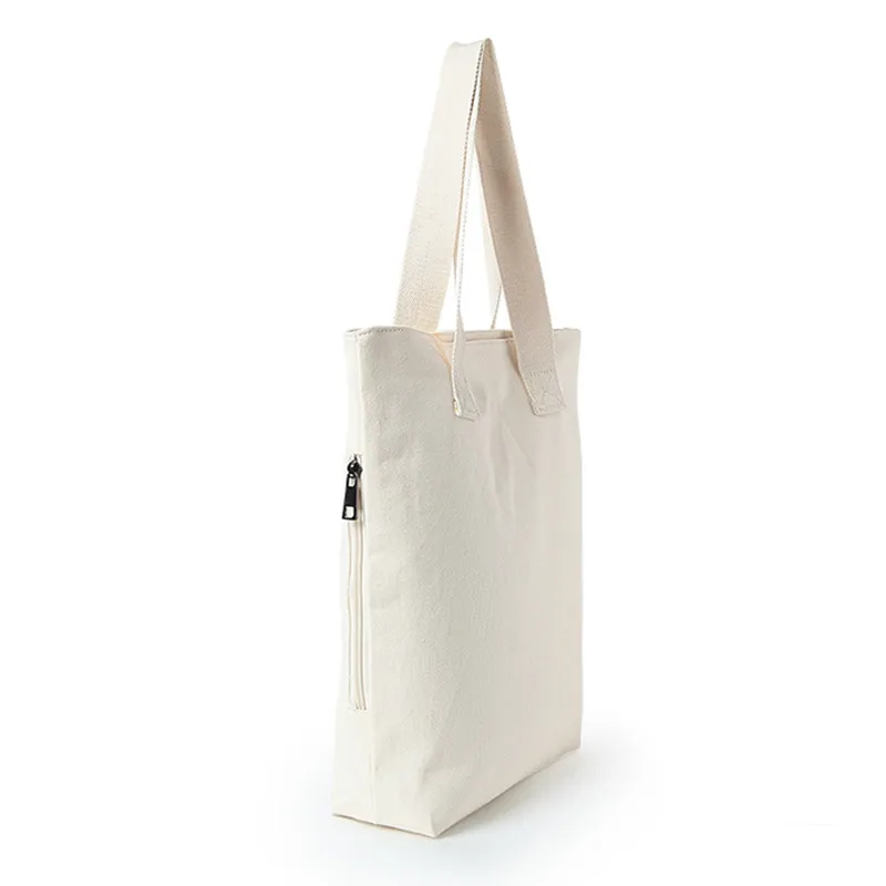 China supplier manufacture great quality promotional recycled 10oz 14oz canvas zipper bag white tote shopping bag