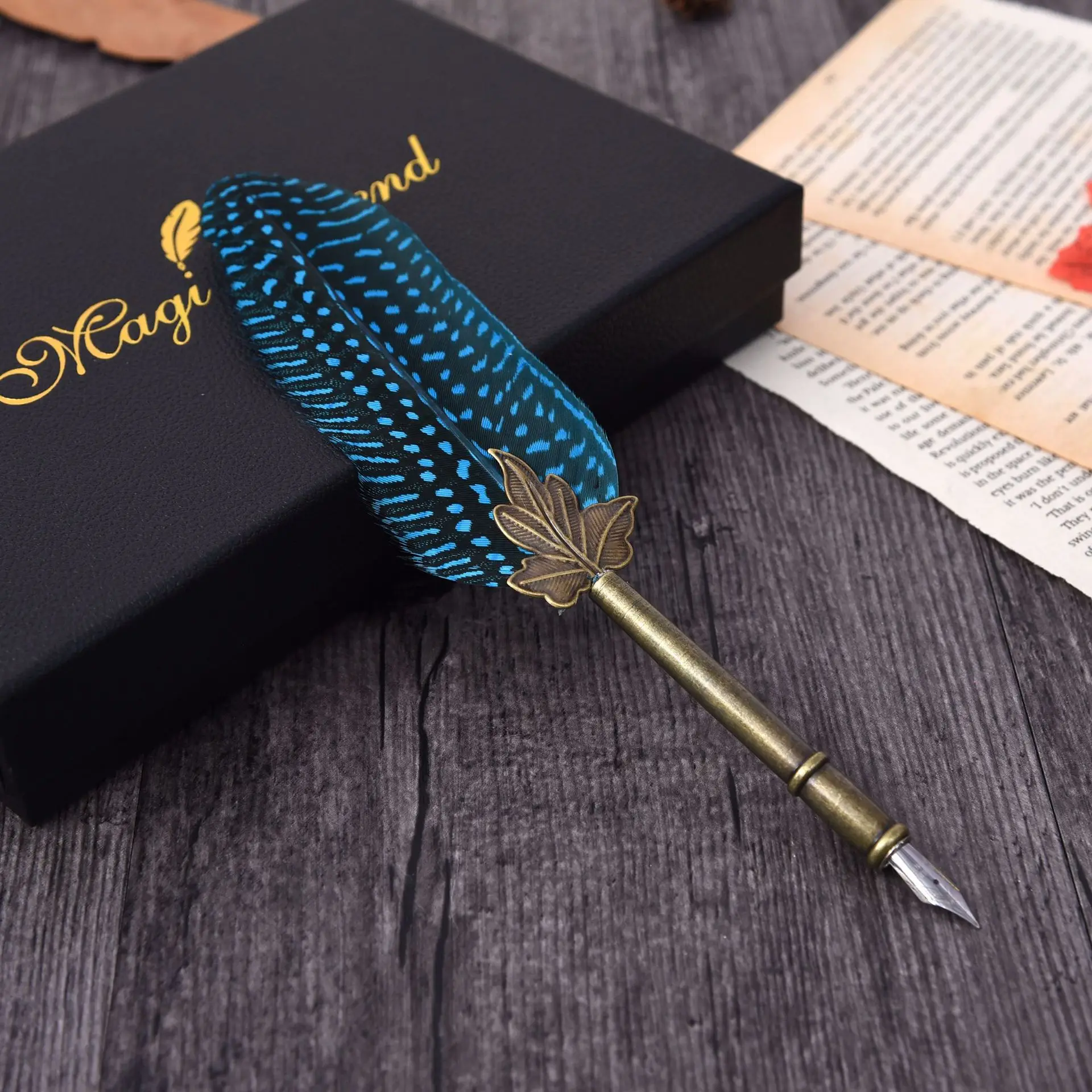 Antique Feather Quill Copper Pen Stem Writing Quill Ink Dip Pen