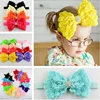 Cute children rose flower bowknot elastic headband baby flower headwear headwrap