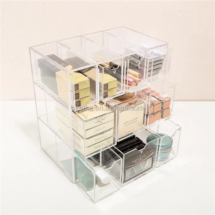 Custom Clear Acrylic Cosmetic Beauty Makeup Display Case 9 Drawer Dividers Acrylic Cosmetic Makeup Storage Drawer Organizer Box Buy Akrilik Kubus Jelas Organizer Makeup Laci Display Bin Plastik Kosmetik Makeup Kotak Penyimpanan Kotak Penyimpanan Laci