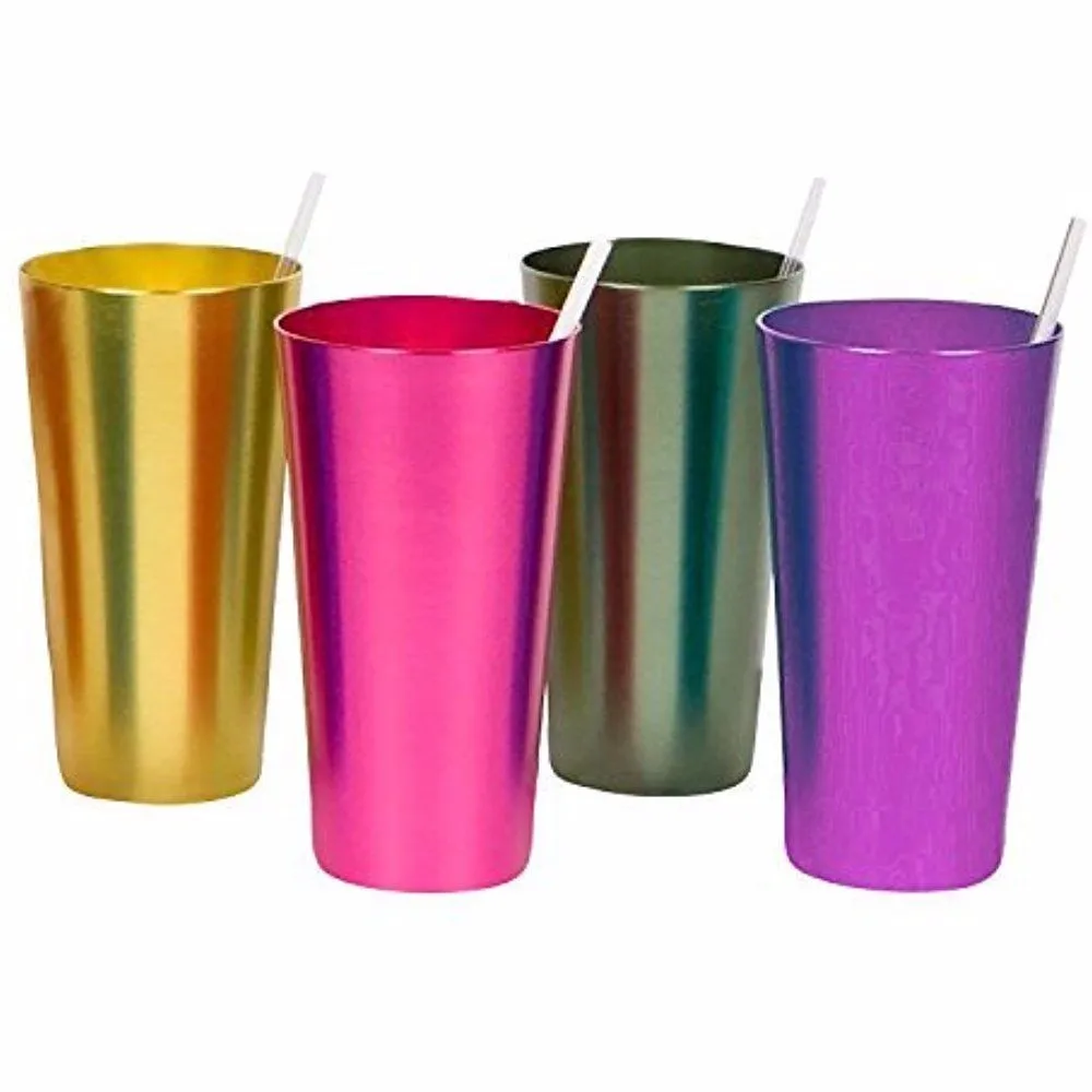 Aluminum Drinking Tumblers,Vintage Colored Aluminum Tumblers Metal Drinking Cups Cocktail Cup