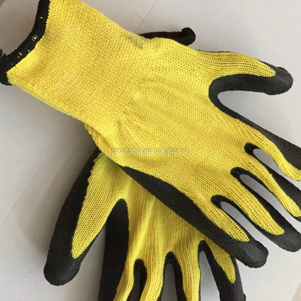 Natural Black Latex/rubber Coated Cotton Gloves Crinkle Palm Buy