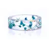 New Design Silicone Wedding Sapphire Resin Ring Blue Dry Flower Rings