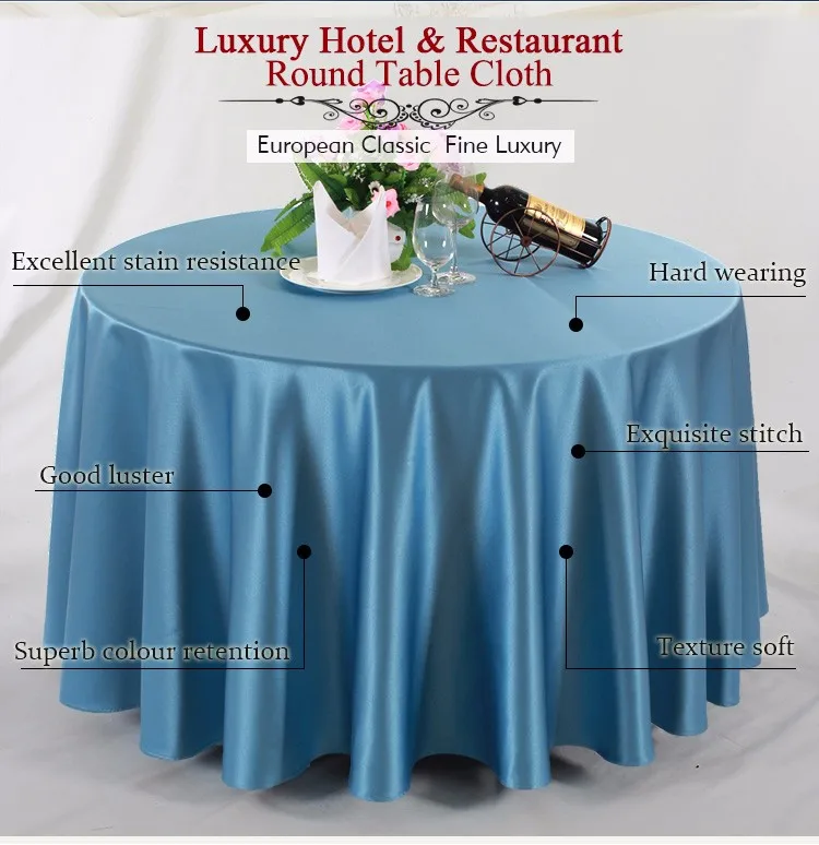 High Quality Plain Dyed Bright Satin Polyester Fancy Wedding Banquet