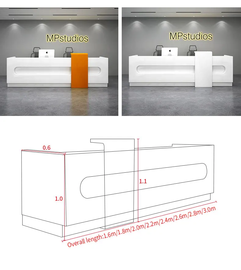 New Luxury Modern Office Furniture Paint Front Desk Reception Counter Welcome Desk