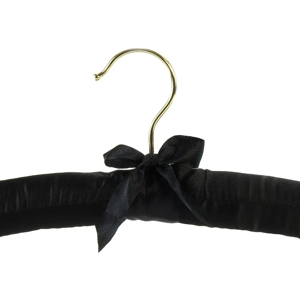 Inspring Black Padded Coat Garment Hangers With Clips For Skirt