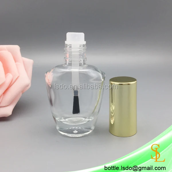 Clear 14ml Empty Nail Polish Cuticle Oil Bottles With Brushes And Gold