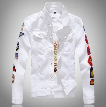 white denim bomber jacket