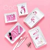 Cocostyles fashion pink rectangle flamingos dishes with gold edge for modern home or wedding decoration