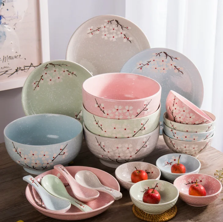 Dishware Spoon Household Ceramic Tableware Set Handpainted Underglaze