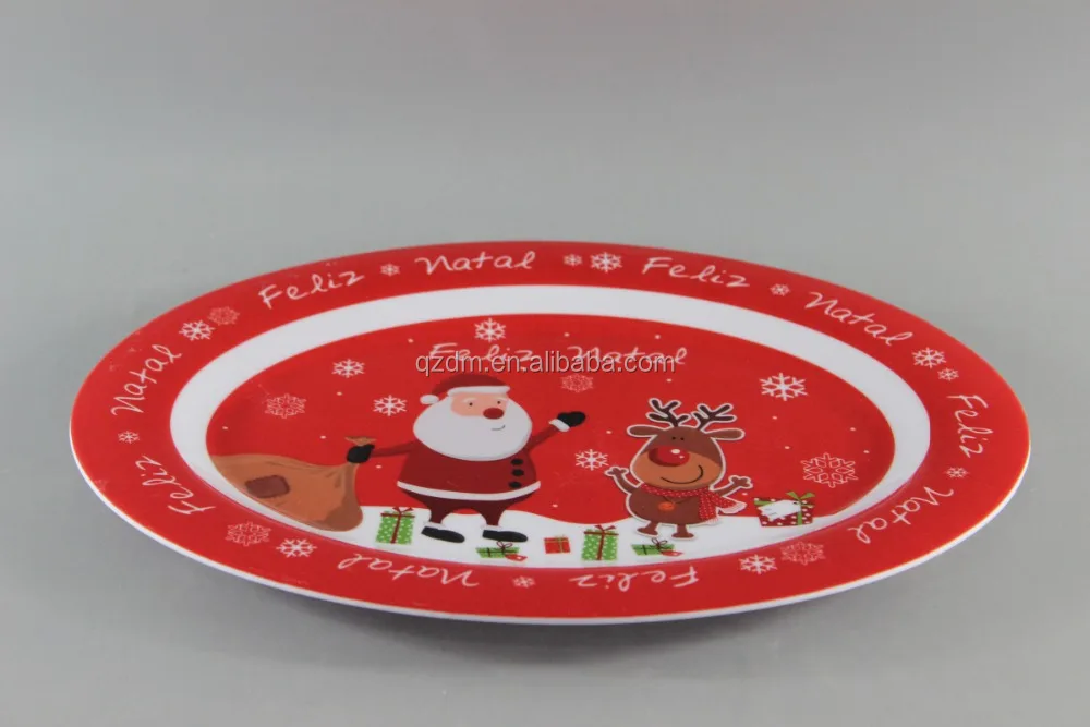 14 Inch Melamine Oval Shape Serving Plate For Christmas