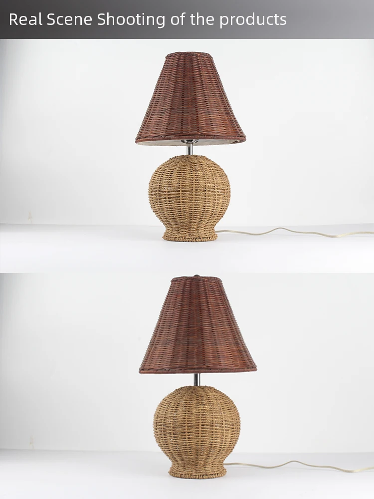 Wholesale Table Lamps Natural Rattan Shade For Desk Lamps,Woven Rattan