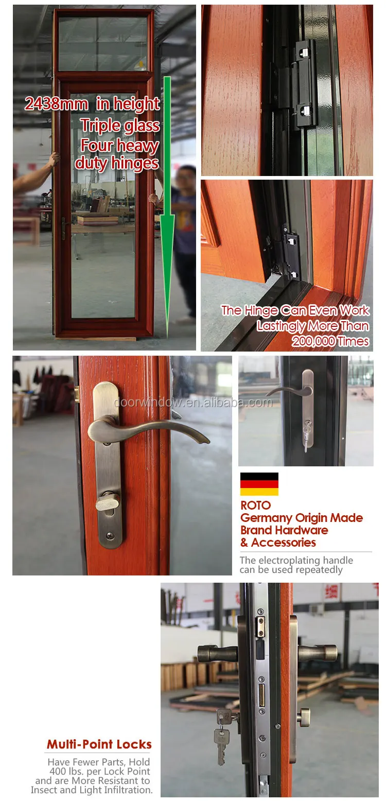 Insulated luxury aluminium wood doors in-swing aluminum with composite french casement door hot sale modern solid