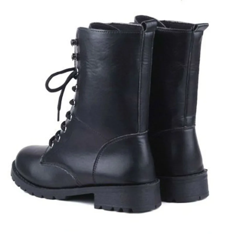 flat black boots mid calf