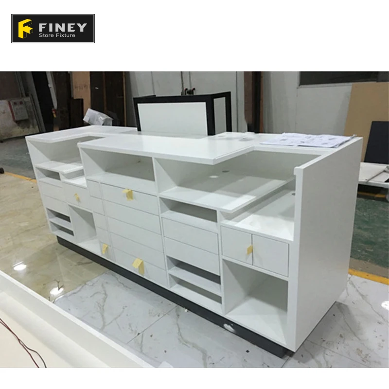 Wooden White Reception Desk Design Front Furniture Cash Counter Wooden White Reception Desk Design Front Furniture Cash Counter Table For