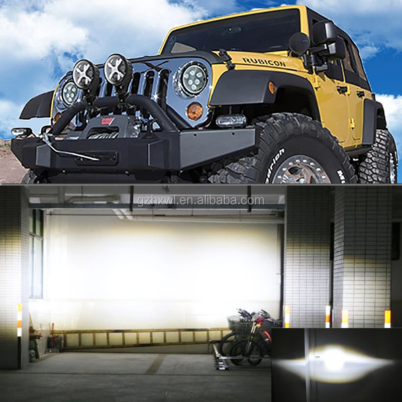 60W 6inch LED Work Light For Off Road Headlight 8000lm Spot light Daytime Light with White X Angle Eyes