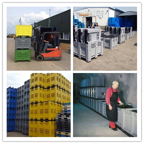 Heavy duty hdpe solid rigid mega stackable plastic pallet bins for sale