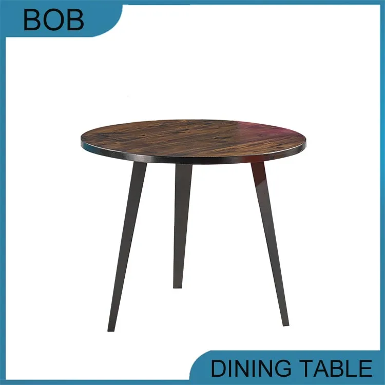 round wood dining table made in china/metal dining table