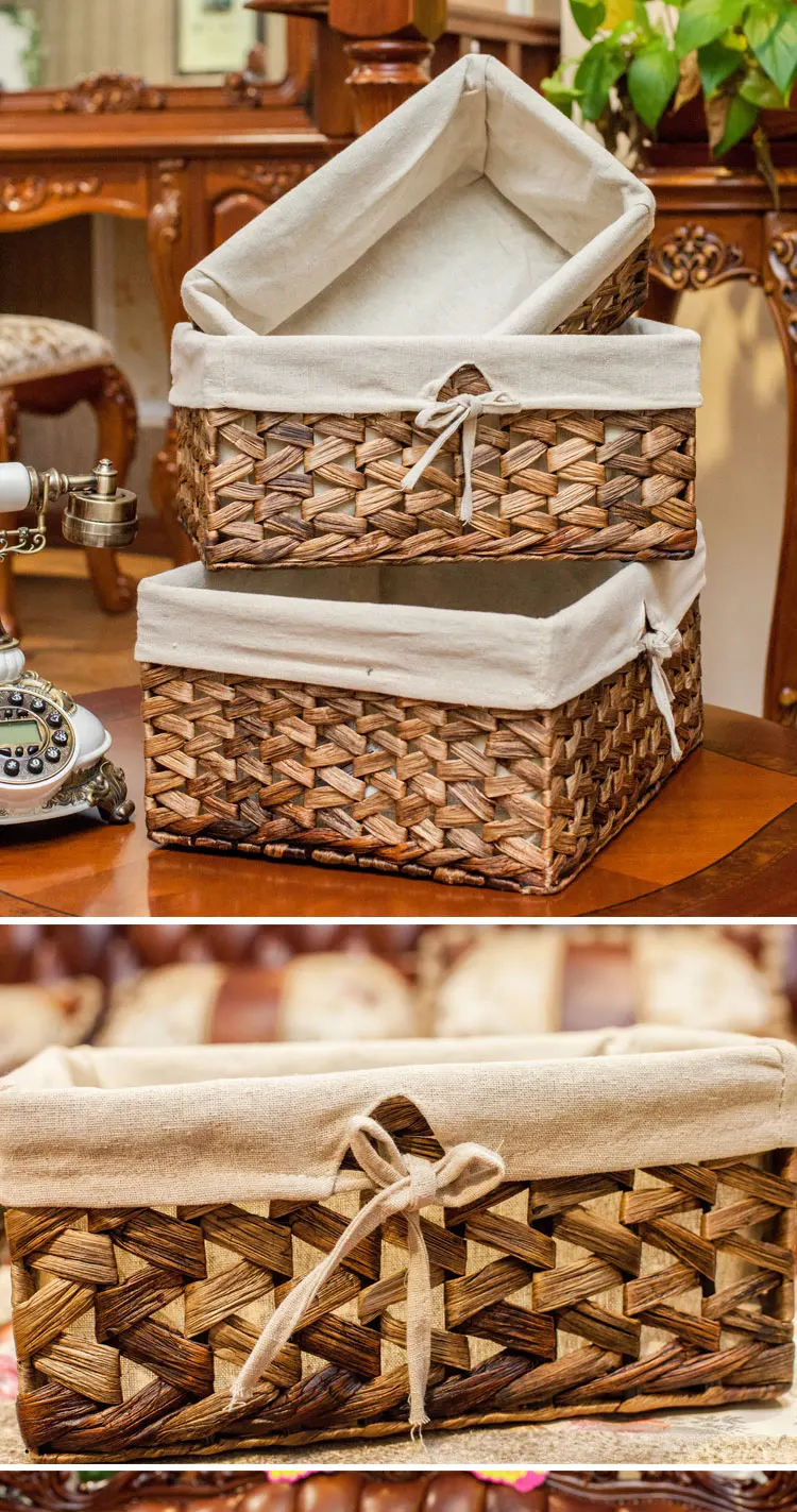 Yrmt Water Hyacinth Woven Storage Basket With Liner Buy Woven Basket