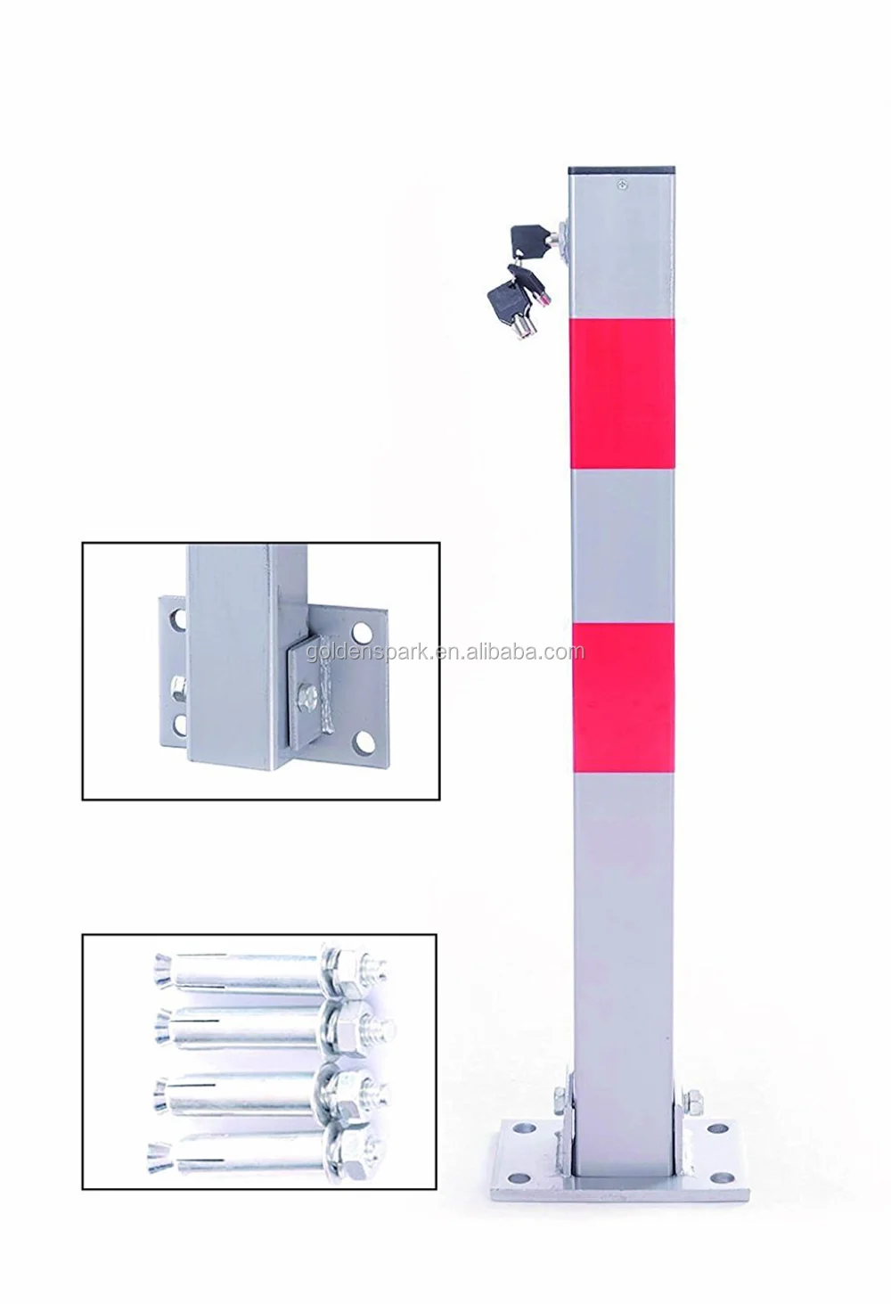 Folding Parking Barrier Bollard 2x Lockable Parking Folding Barrier Car