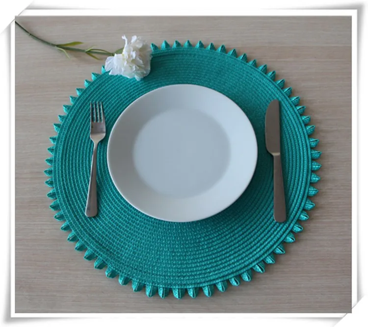 Wholesale Plastic Round Polypropylene Golden Embroidered Placemats Kids