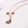S 925 Silver ,Rose Gold , Blue Butterfly Necklace pendant
