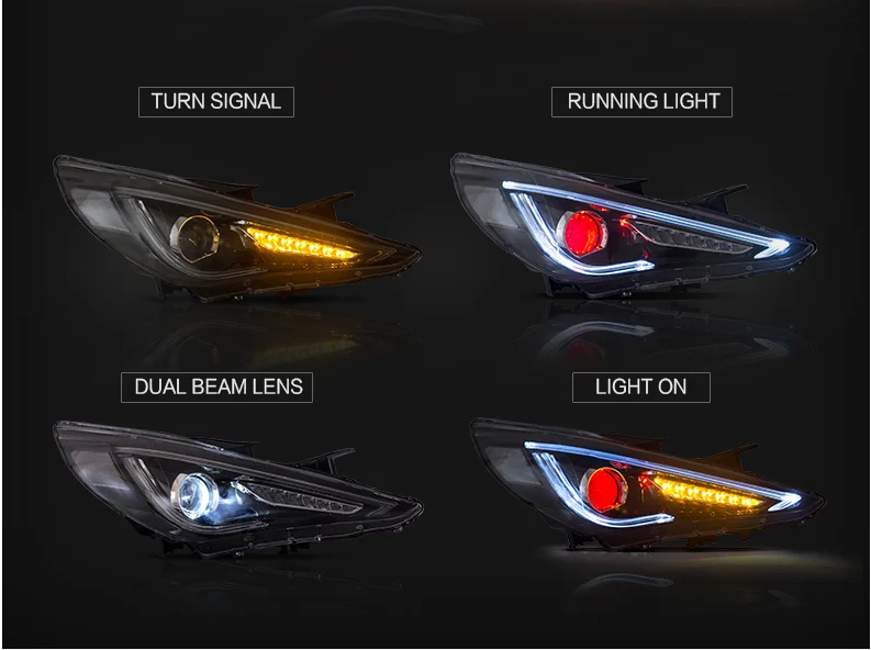 Vland manufacturer for Sonata headlight for 2011 2012 2013 2014 with the devil eye for SONATA LED head lamp wholesale price