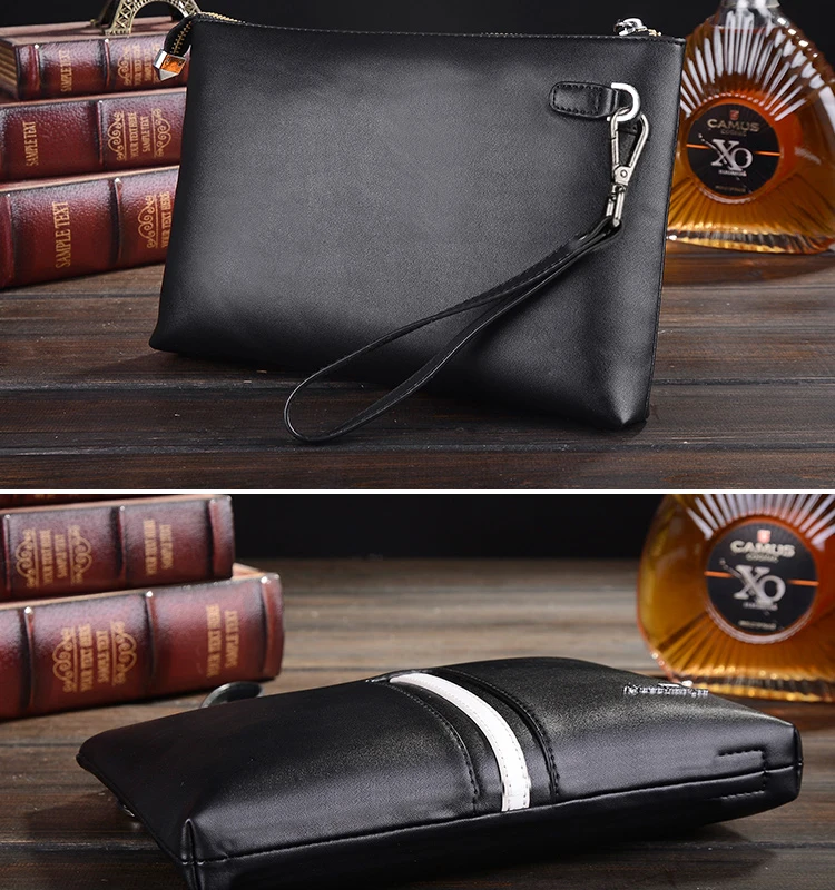 Pu Leather Men's Clutch Bag Contrast Color Casual Handbag Fashion Tide