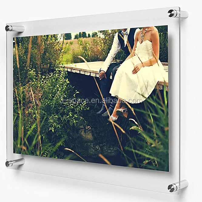 Clear Acrylic Wall Mount Floating Frameless 4x6 Picture Frame Different ...