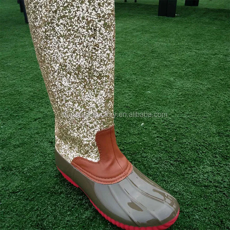 tall glitter duck boots