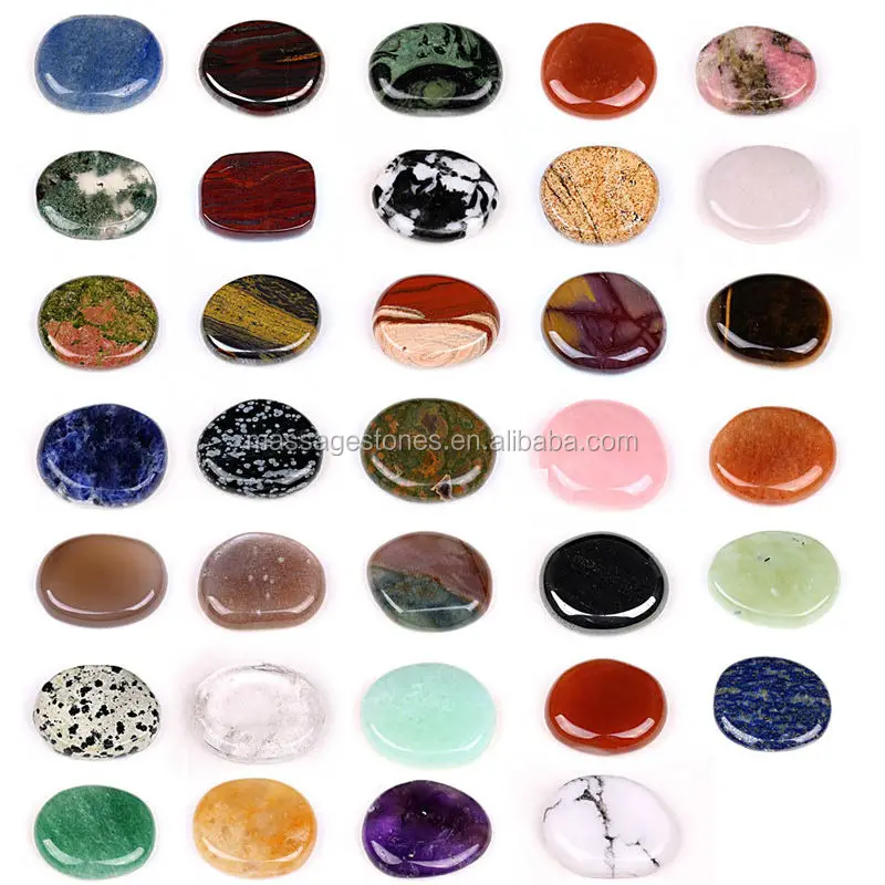 Natural Semiprecious Stone Flat Polished Pocket Stones For Jewelry