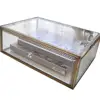 1Drawer Spacious Mirror Glass Drawers Set/Brass Metal Cosmetic Makeup Storage/Stunning Jewelry Cube Organizer with Lid-Display