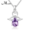 925 sterling silver crystal Birthstone wings guardian angel necklace pendant