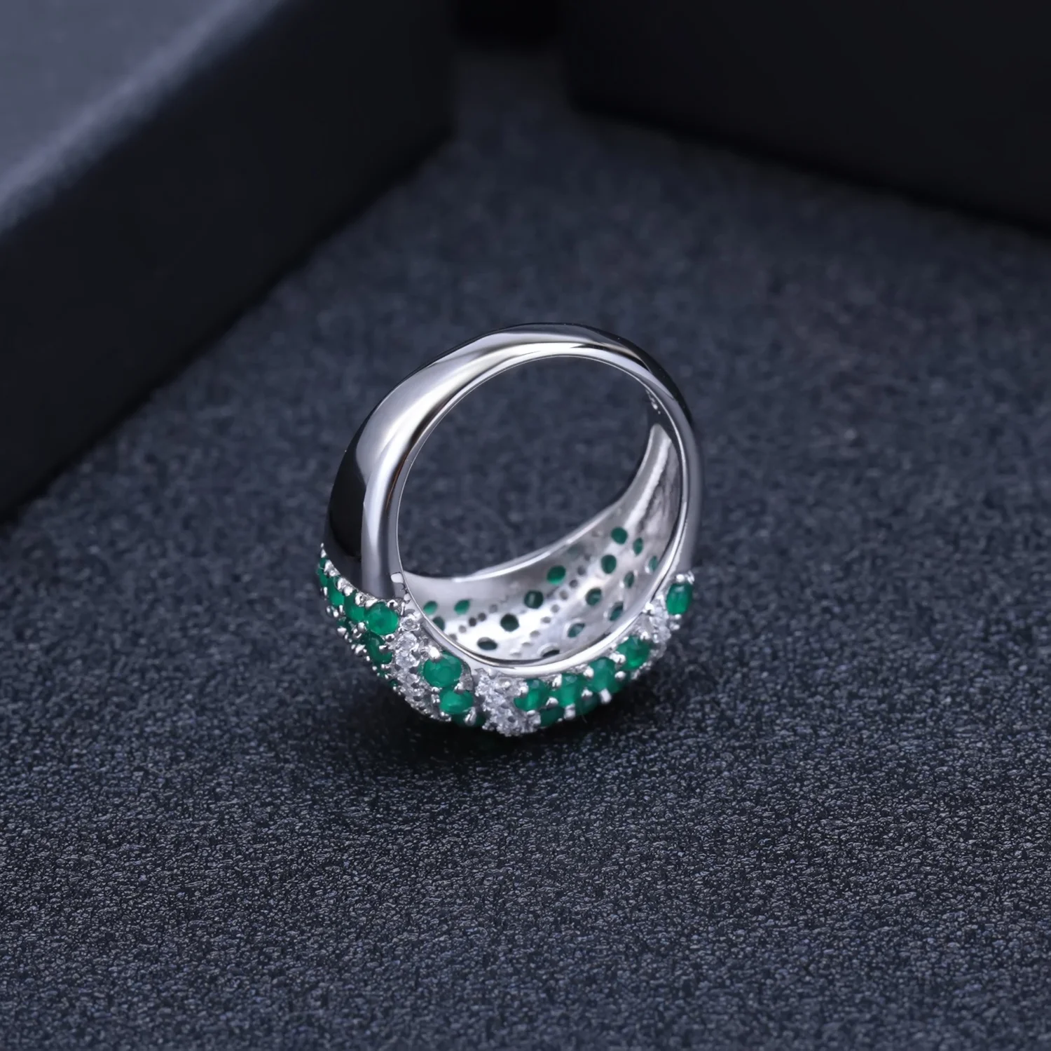 Abiding Fashion Natural Green Agate Gemstone Women Rings Luxury 925 ...