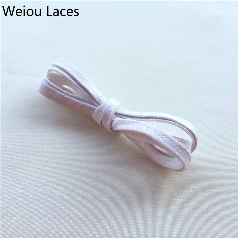 white flat waxed shoelaces