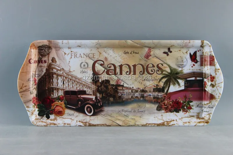 France Market Melamine Serving Tray With Handles