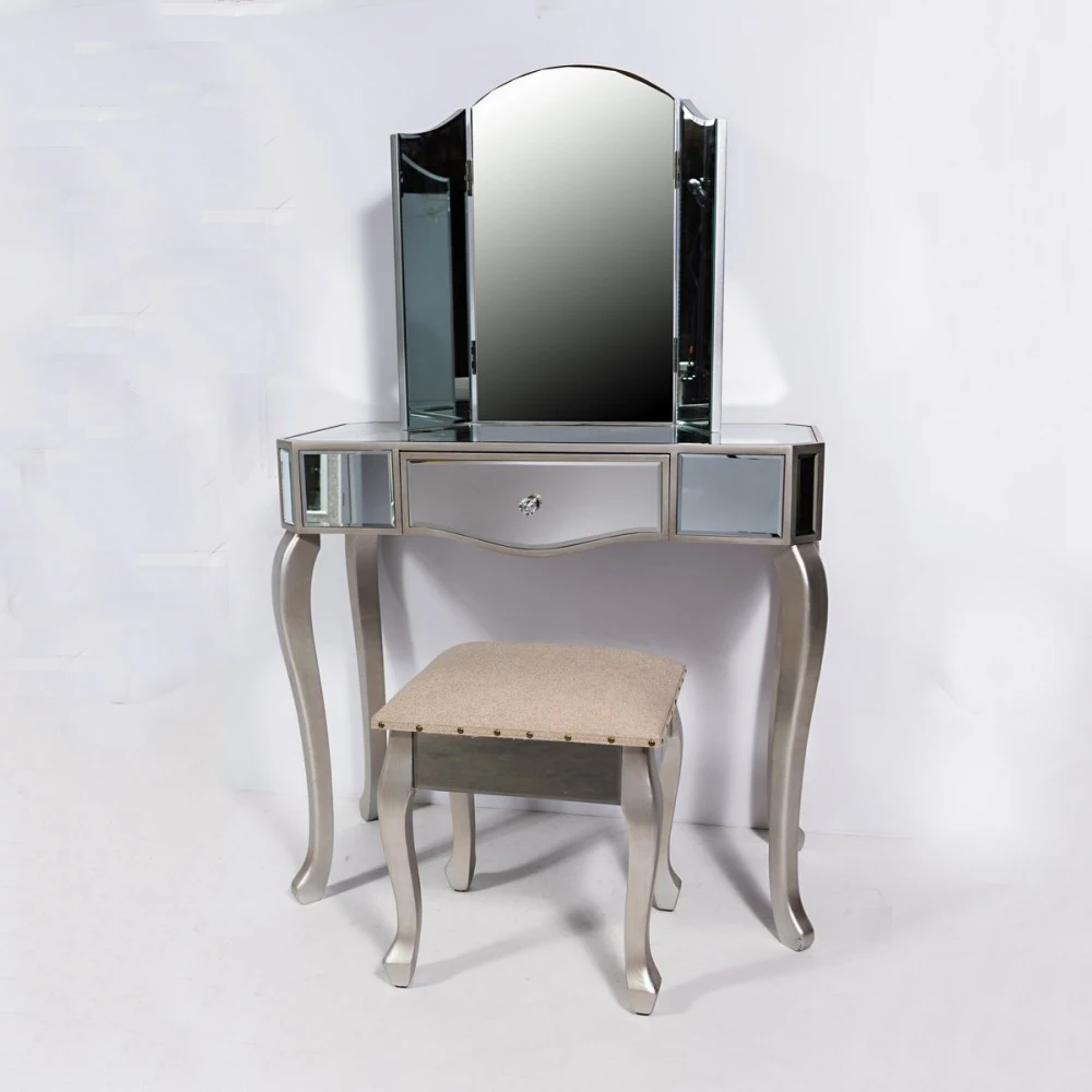 Stylish Bedroom Set Wooden Modern Mirror Furniture Dressing Table