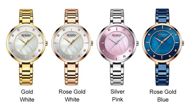 CURREN 9051 Ladies Watches Fashion Elegant Quartz Watch Women Dress Wristwatch Rhinestone Set Dial Rose Gold Steel Band Clock